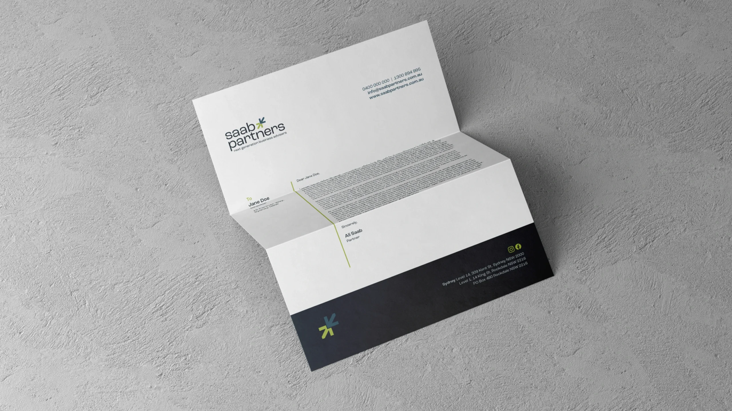 Saab Partners letterhead