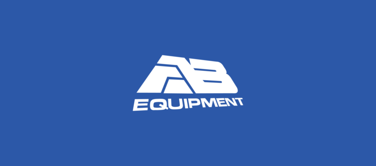 AB Equipment logo on a blue background